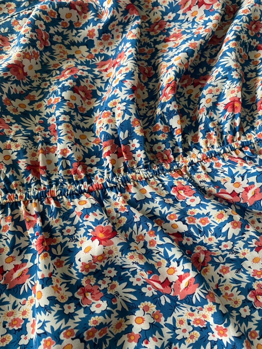 PrettyGarden Blue Boho Floral Tiered One Shoulder Maxi Dress Sz M Coastal Beach - Picture 7 of 12